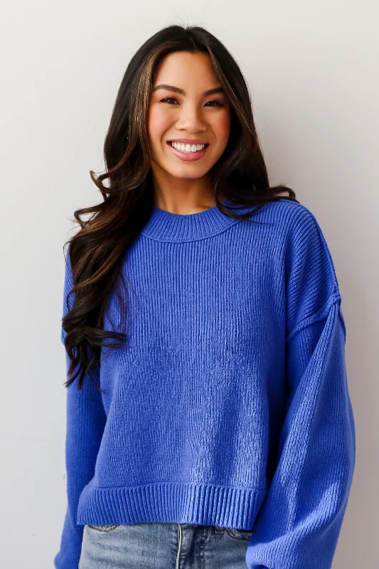 women's tops for those who want to wear pieces that are both functional and fashionableFINAL SALE - Iconic Persona Blue Sweater