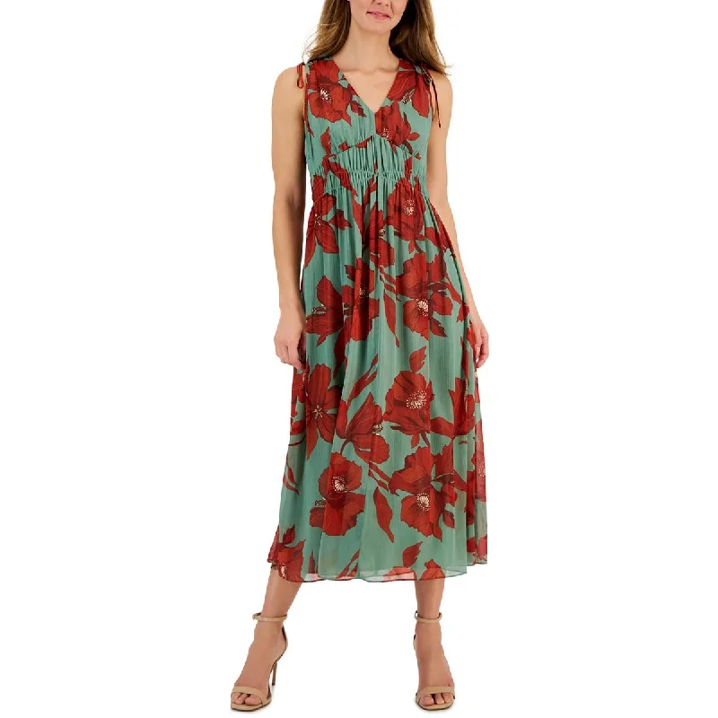 Jersey DressAnne Klein Womens Floral  Midi Dress