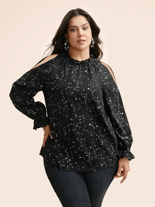 women's tops for those who want to create stylish and put-together outfits without spending a fortuneStar Lantern Sleeve Ruffles Gathered Blouse