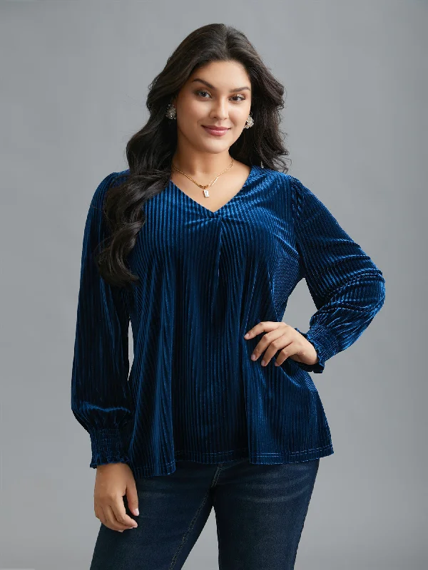 camisoles for womenV Neck Plain Shirred Velvet Top