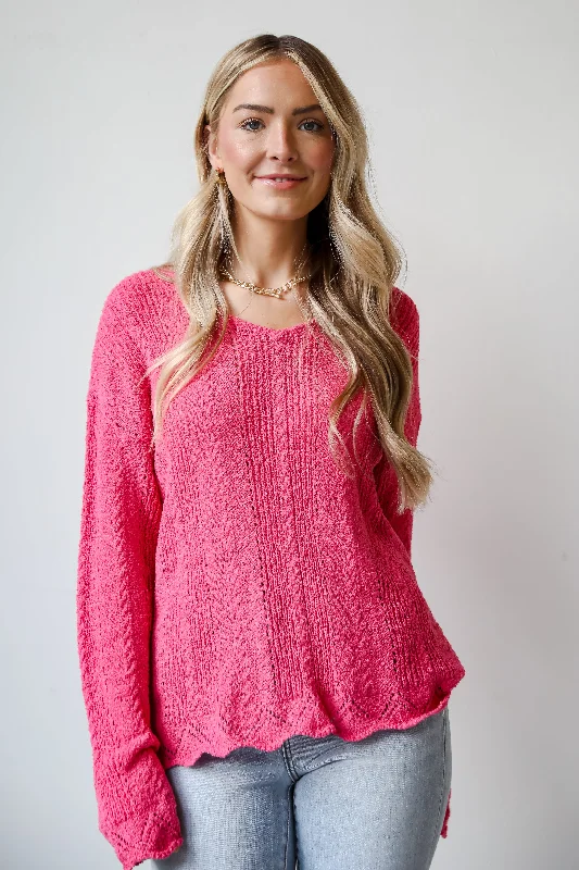 women's tops for fashion-forward individualsFINAL SALE - Pure Radiance Fuchsia Lightweight Knit Top