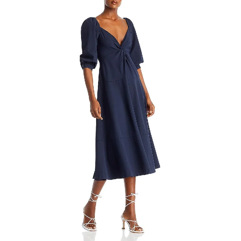 Fit-And-Flare DressCinq a Sept Womens Kristine Knot-Front  Midi Dress