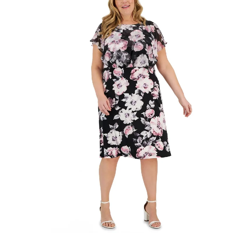 women's evening dressesConnected Apparel Womens Plus Floral Print  Midi Dress