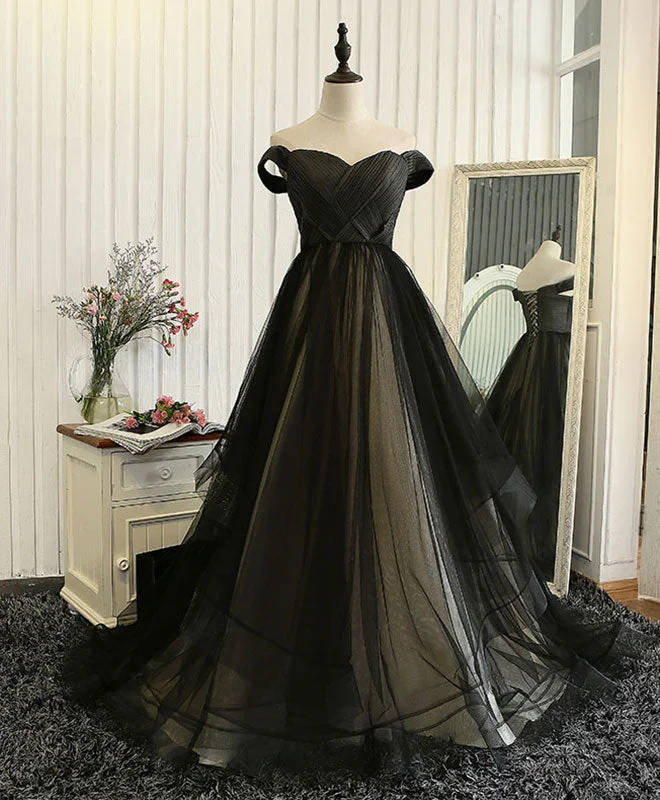 Solid Color DressCustom Made  Tulle  Off Shoulder Long Prom Dress, Evening Dress