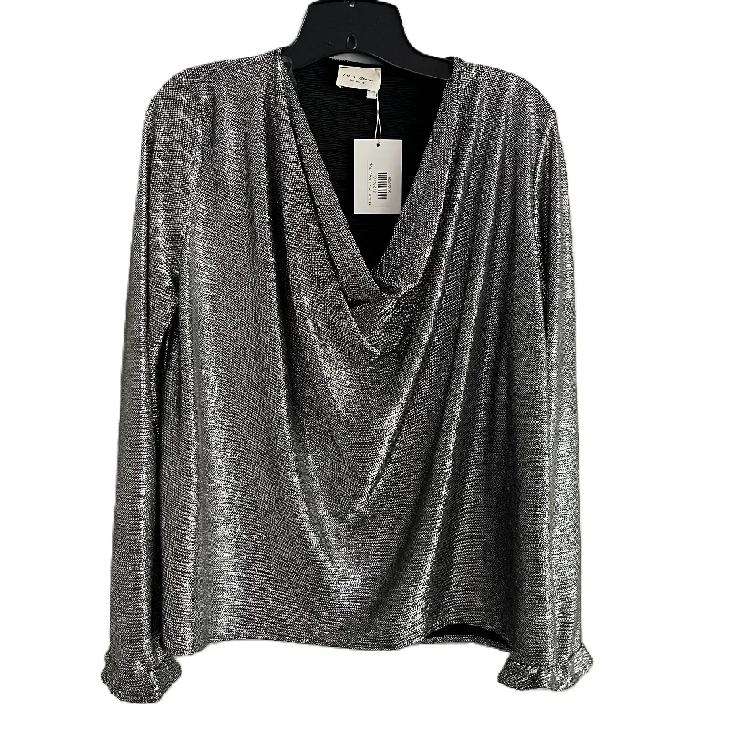 women's tops with sheer overlaysTop Long Sleeve By 143 Story In Silver, Size: S