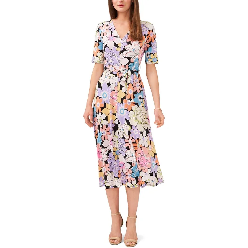 Vintage DressMSK Womens Floral Print Mid Calf Midi Dress