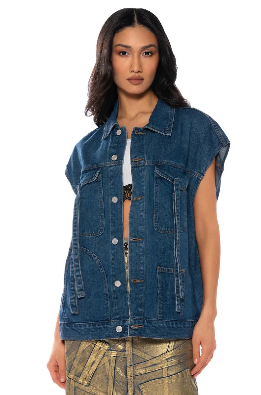 leather coats for womenTAKE A WALK OVERSIZED DENIM VEST