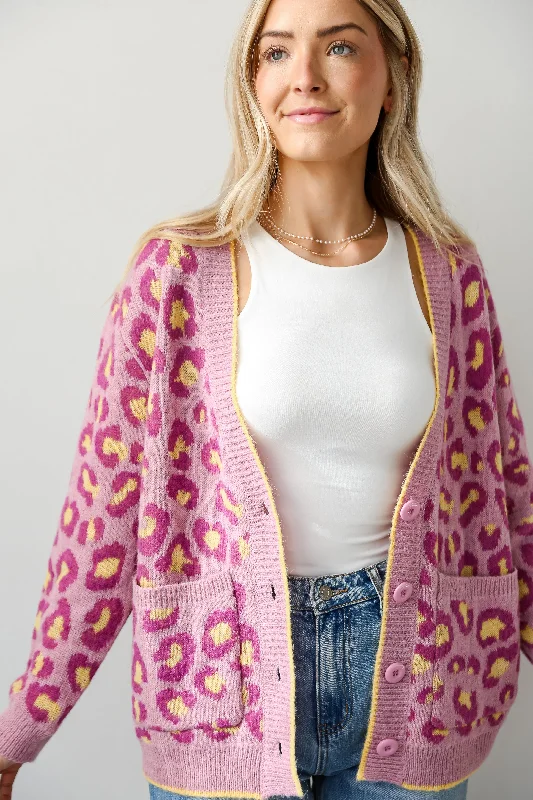 women's tops for those who seek both style and comfortFINAL SALE - Going My Own Way Lavender Leopard Sweater Cardigan