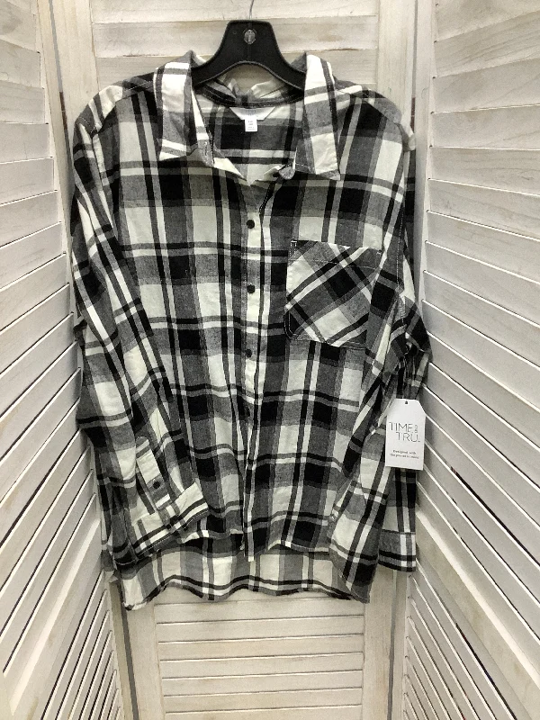 women's tops for casual FridaysTop Long Sleeve By Time And Tru In Plaid Pattern, Size: Xxl