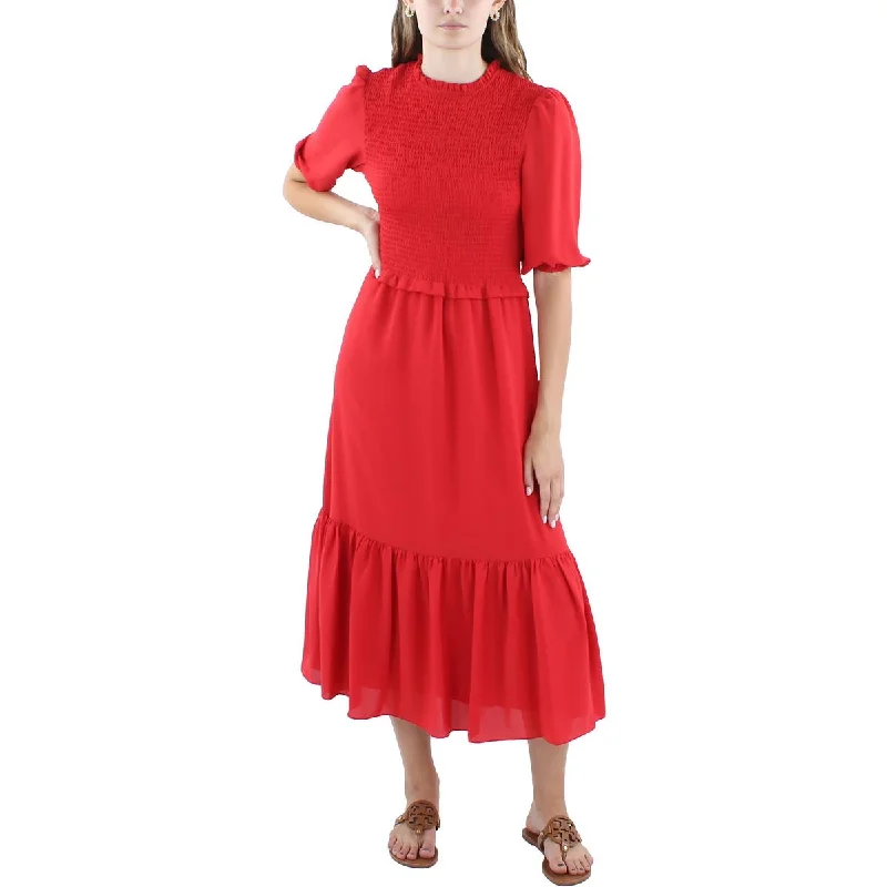 Minimalist DressNanette Nanette Lepore Womens Laurel Leaf Ruffled Smocked Midi Dress