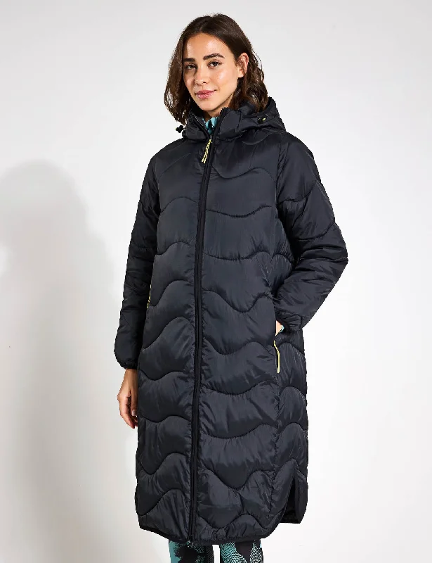 vegan women's coats (fur-free options)Stormwear Quilted Hooded Longline Puffer Coat - Black