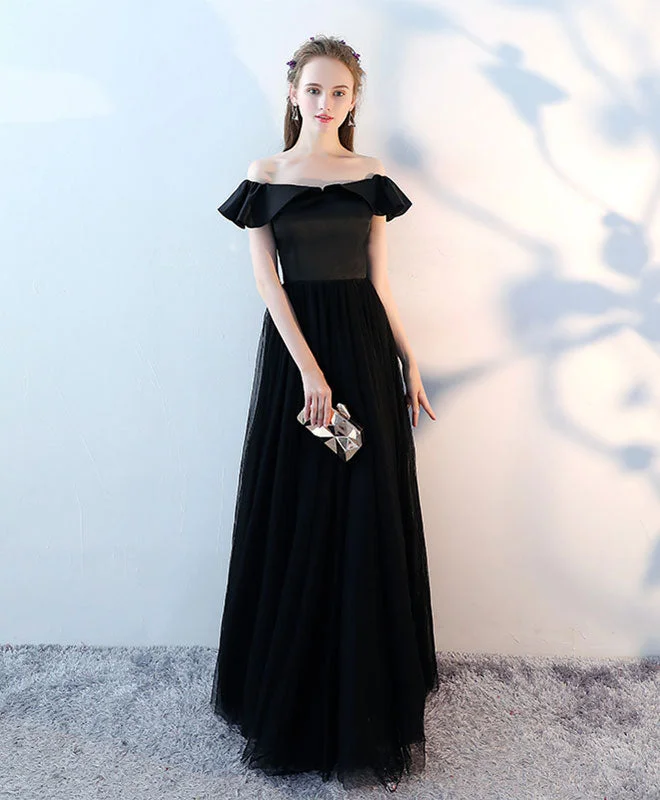 Organza DressBlack Long Prom Dress, Black Long Formal Evening Dress