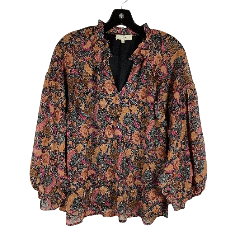 affordable women's topsTop Long Sleeve By Entro In Paisley Print, Size: S