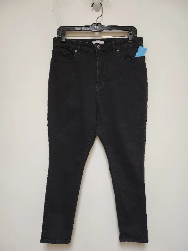 women's denim jeans with leather patchesJeans Skinny By Loft In Black Denim, Size: 12