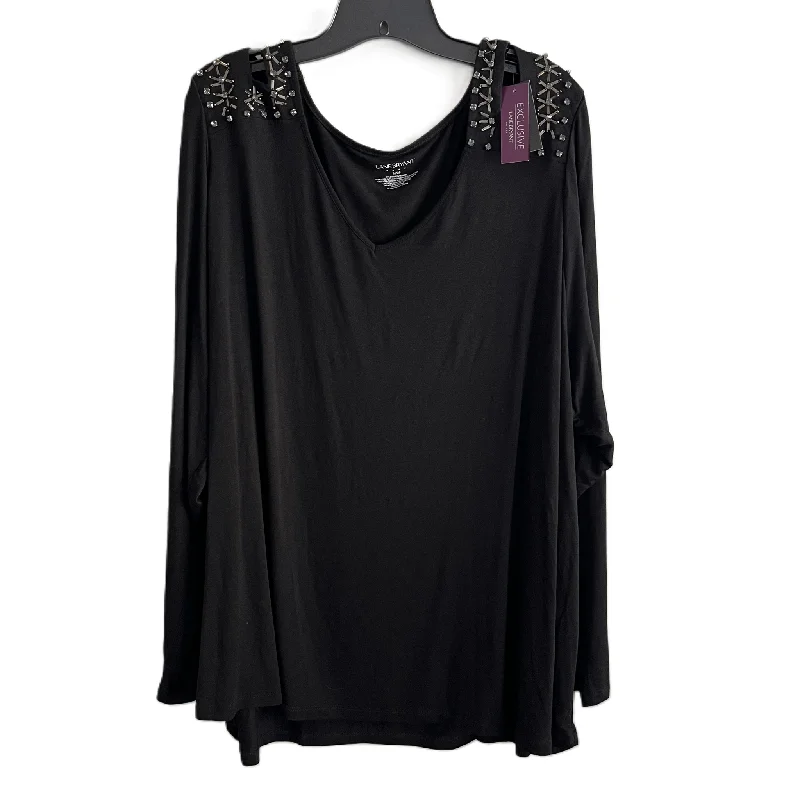 women's tops with ruffled hemsTop Long Sleeve By Lane Bryant In Black, Size: 26