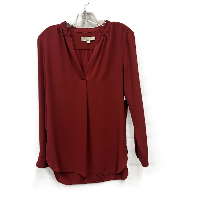 women's tops for those who love to mix and match prints and patternsTop Long Sleeve By Loft In Red, Size: S