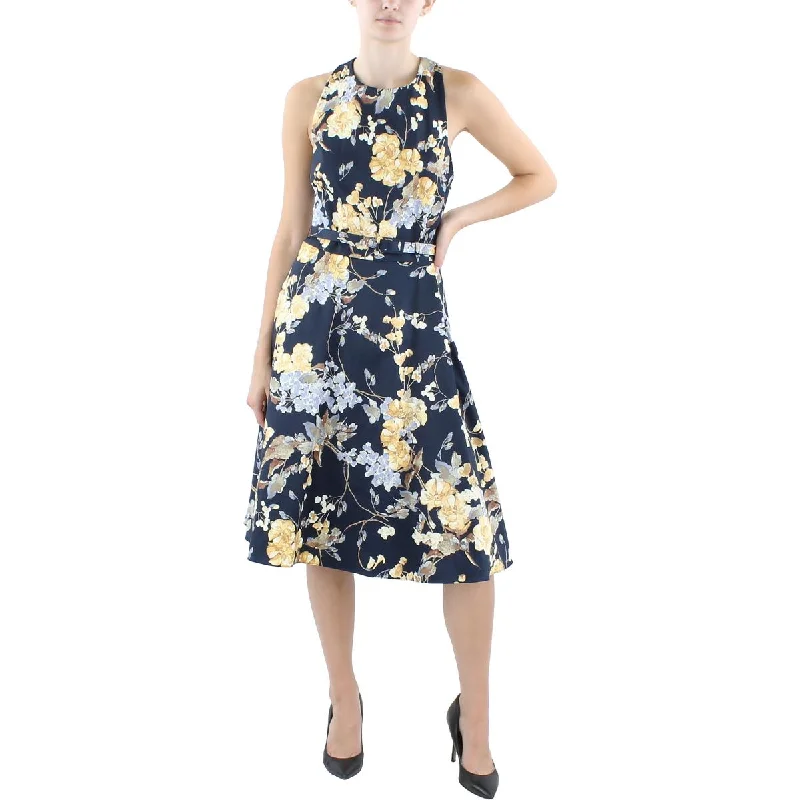 women's sheath dressesLauren Ralph Lauren Womens Floral Midi Fit & Flare Dress