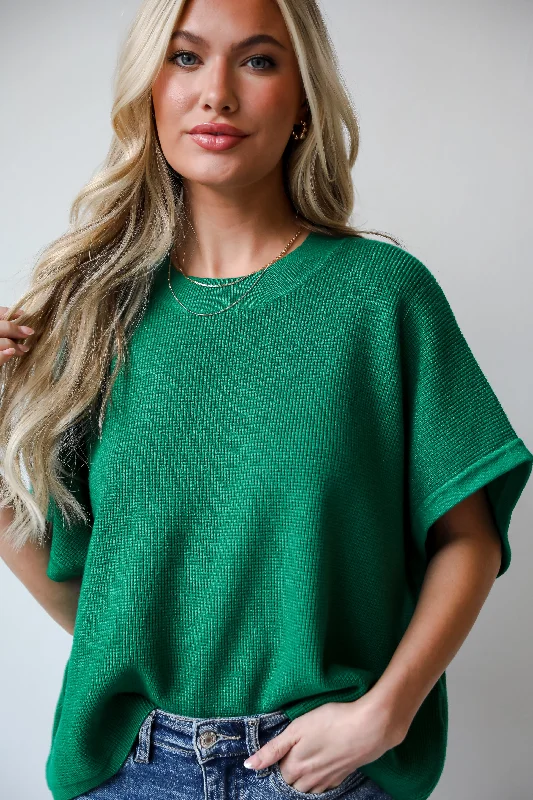 satin women's topsEasily My Favorite Kelly Green Sweater Top