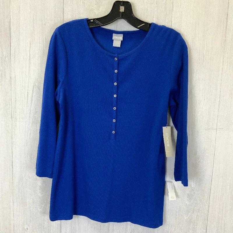 women's tops for those who love to experiment with fashionTop Long Sleeve By Chicos In Blue, Size: M