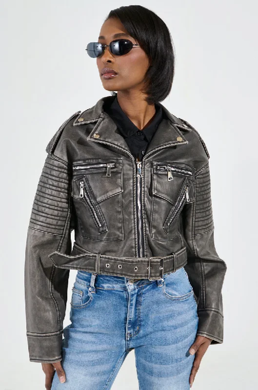 women's coats for those who refuse to compromise on styleSAY MY NAME DISTRESSED MOTO