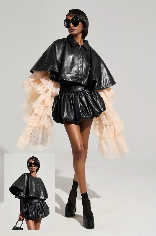 women's coats for fashion-conscious professionalsLOUISE TULLE SLEEVE CAPE