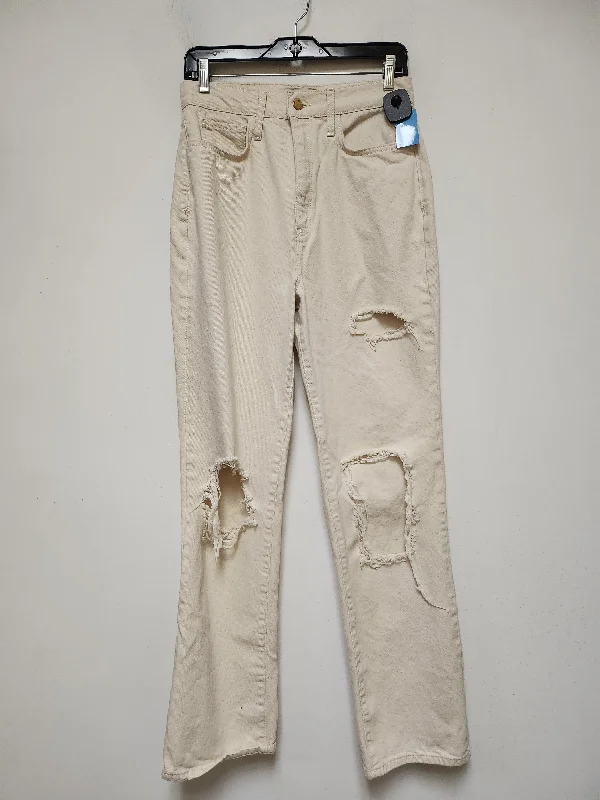 women's denim jeans with geometric patternsJeans Wide Leg By Triarchy In Cream Denim, Size: 6