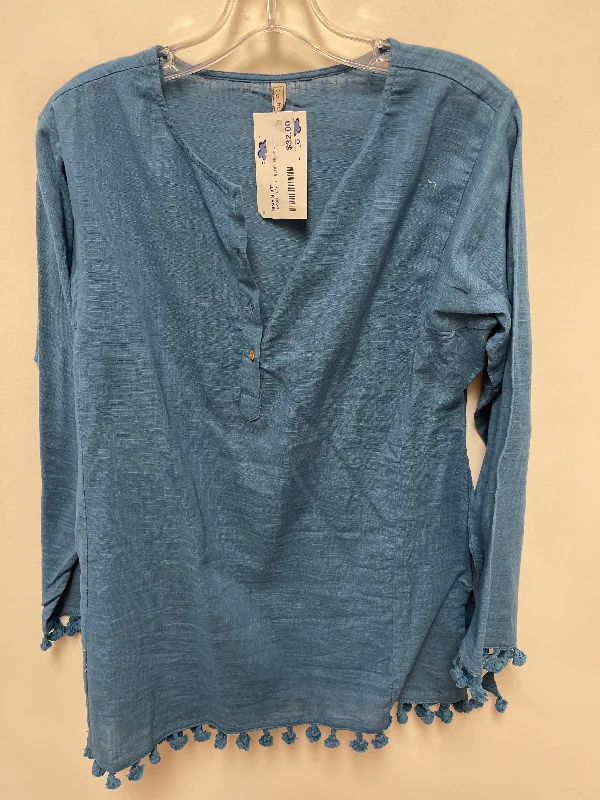 women's tops for those who want to elevate their everyday wear with chic and elegant piecesTunic Long Sleeve By Clothes Mentor In Blue, Size: L