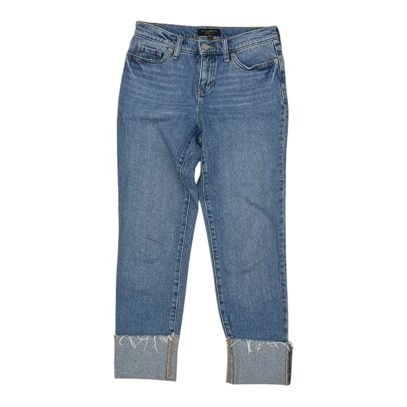 women's denim jeans with distressed hemsJeans Straight By Banana Republic In Blue Denim, Size:0