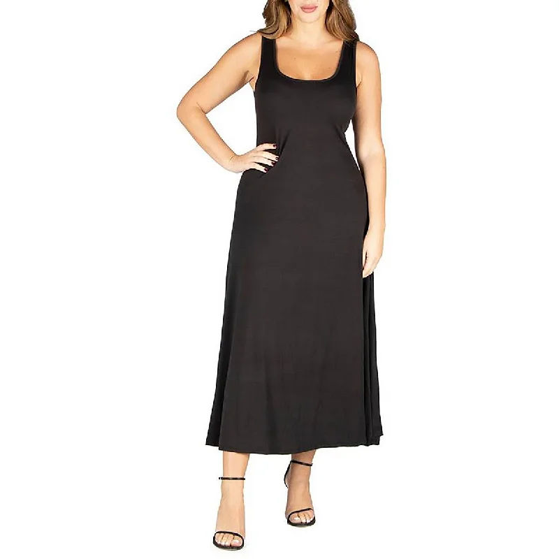 women's trendy dresses24seven Comfort Apparel Womens Sleeveless Scoop Neck Midi Dress