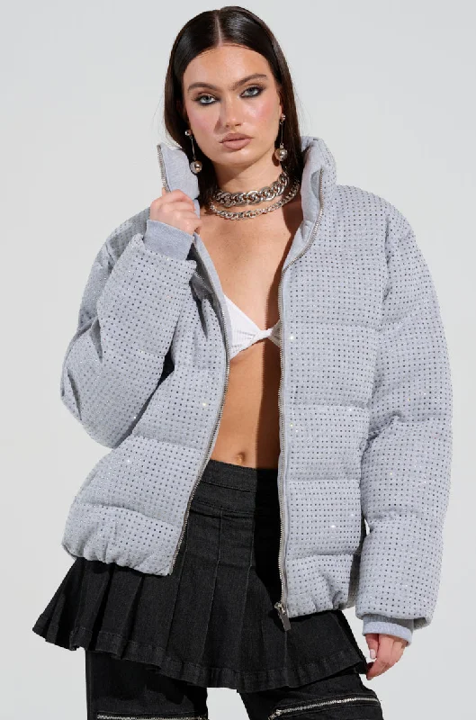 women's coats for cocktail partiesHOUDINI MID RHINESTONE PUFFER