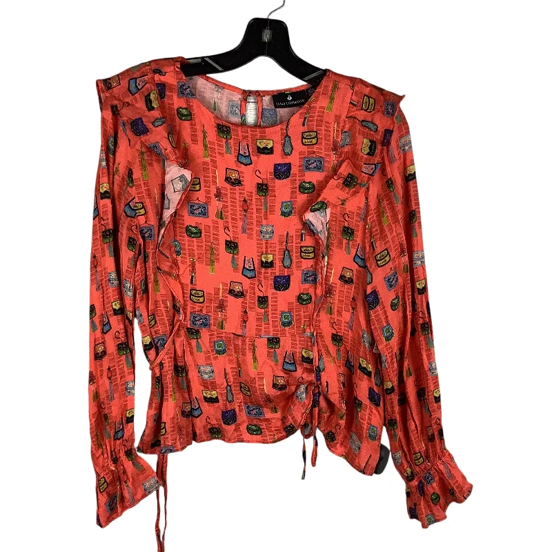 silk women's topsTop Long Sleeve By Clothes Mentor In Orange, Size: L