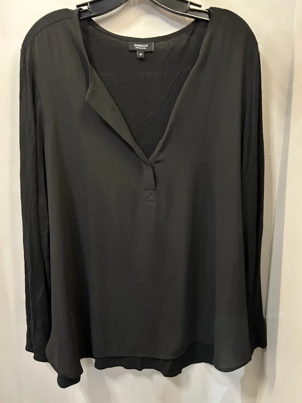 trendy women's topsTop Long Sleeve By Jones And Co In Black, Size: 1x