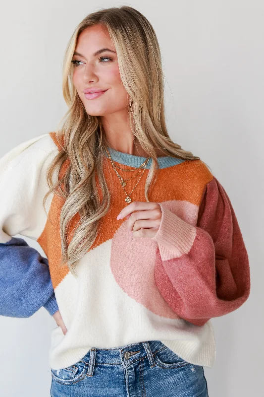 women's tops with ruffled hemsNever Let You Go Color Block Sweater