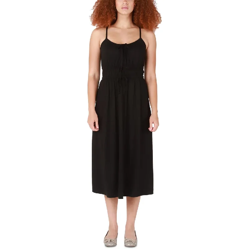 women's cotton dressesBlack Tape_ Womens Drawstring Tie Front Midi Dress