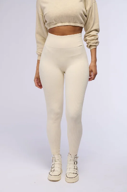 PAXTON RIBBED LEGGING IN IVORY