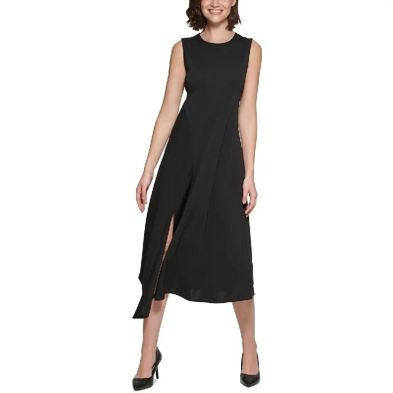 Silk DressKarl Lagerfeld Paris Womens Solid Matte Jersey Midi Dress