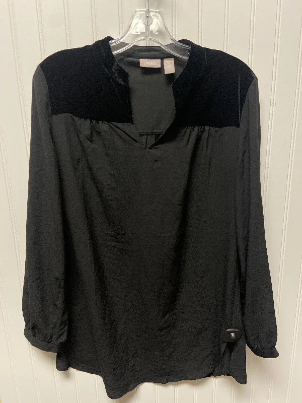 women's tops for those who love to dress up their casual looks with stylish topsTop Long Sleeve By Chicos In Black, Size: S