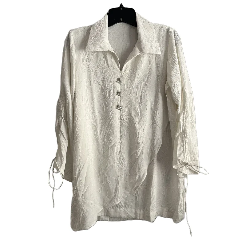 women's tops with asymmetrical designsTop Long Sleeve By Sapphier In White, Size: M