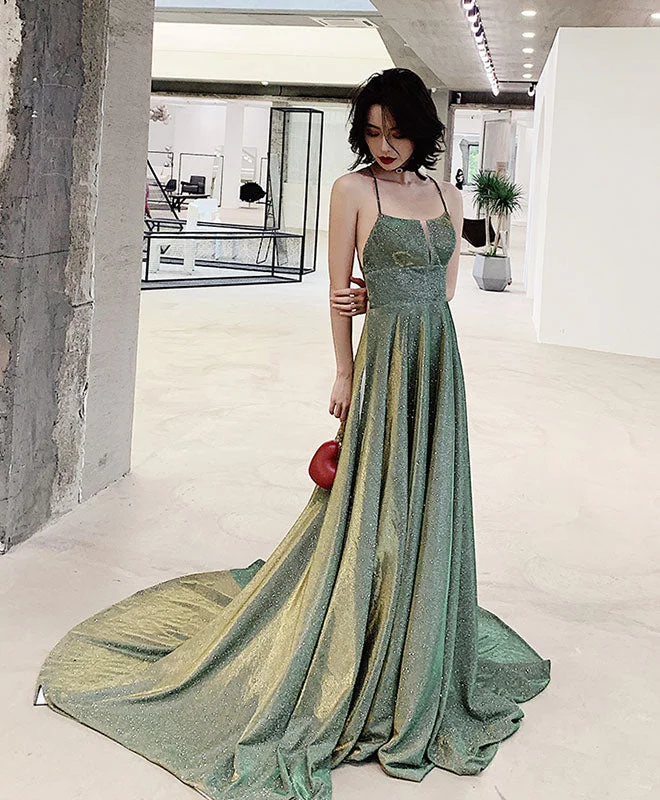 women's smart casual dressesUnique Backless Green Long Prom Dress, Green Long Evening Dress