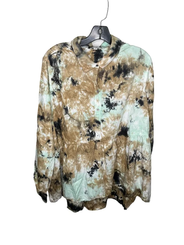 women's tops for those who appreciate subtle and muted tonesTop Long Sleeve By True Craft In Tie Dye Print, Size: 3x