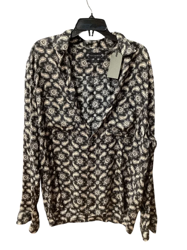 women's tops for those who love to experiment with fashionTop Long Sleeve By All Saints In Black & Cream, Size: M