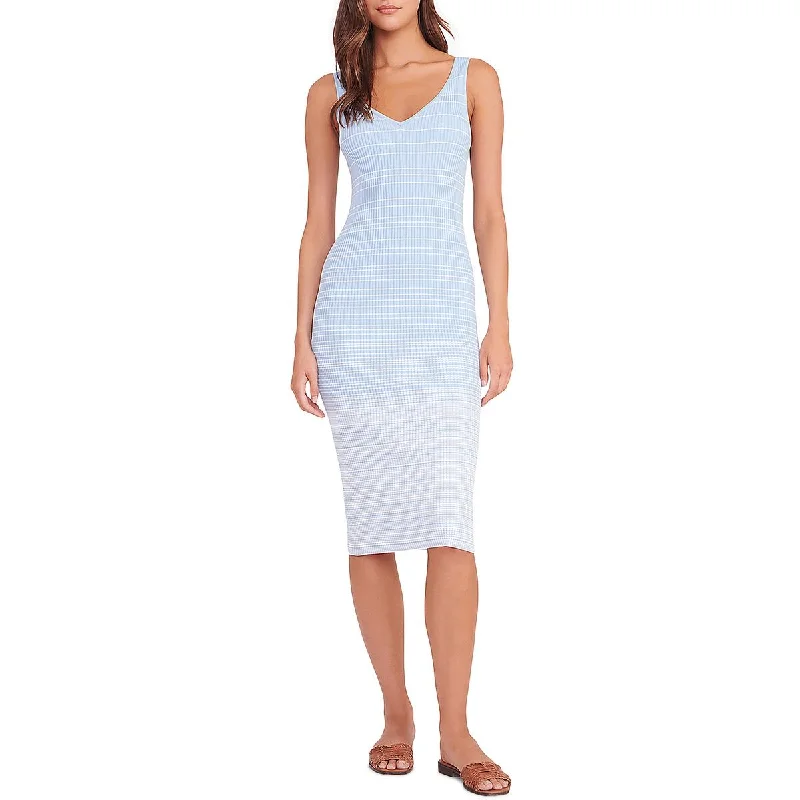 Asymmetric DressSTAUD Womens Striped Ribbed Knit Midi Dress