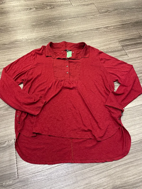 affordable women's topsTop Long Sleeve By Lucky Brand In Red, Size: Xl