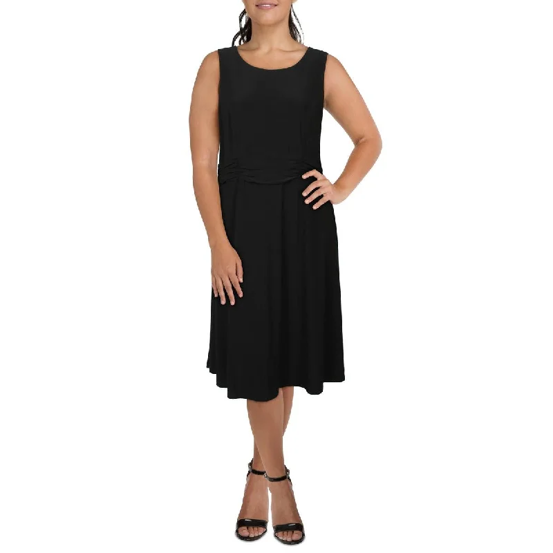 women's smart casual dressesJessica Howard Womens Plus Sleeveless Ruched Midi Dress