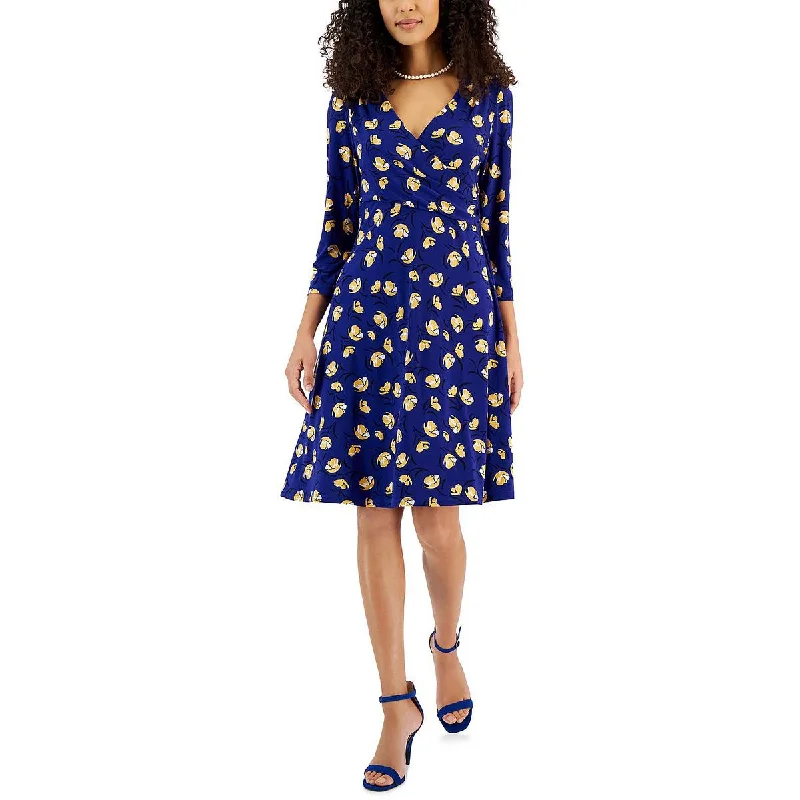 Glitter DressKasper Womens Printed Surplice Midi Dress