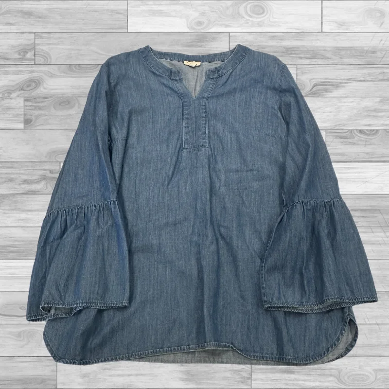 breathable women's tops for summerTop Long Sleeve By Talbots In Blue Denim, Size: M