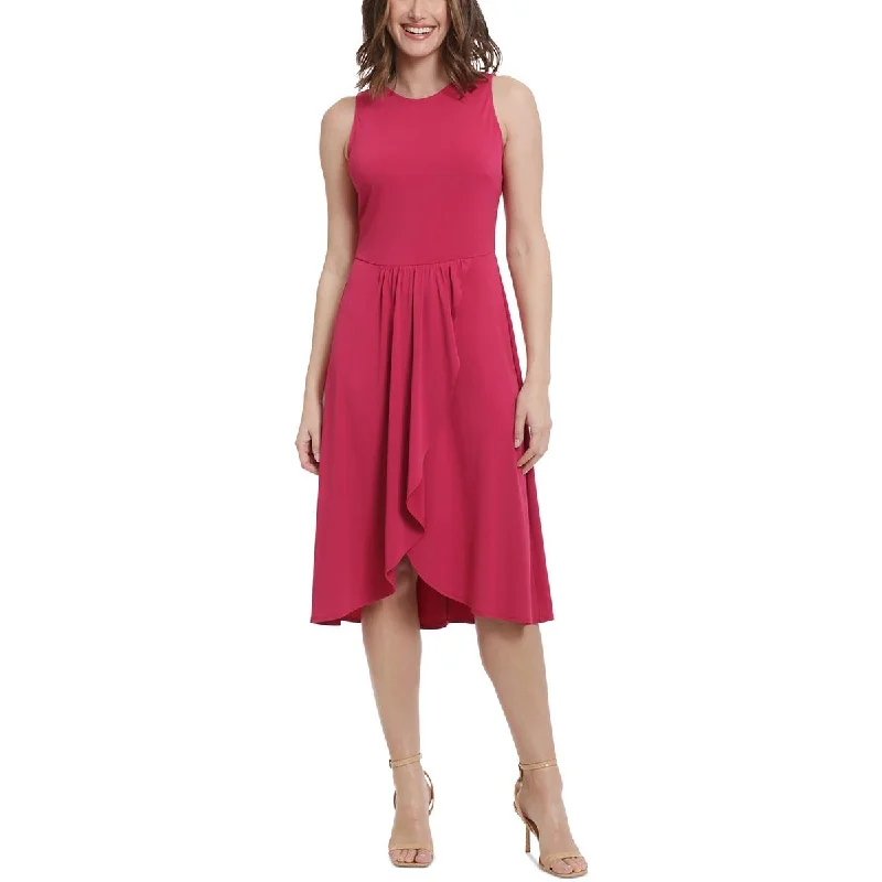 women's machine-washable dressesLondon Times Womens Asymmetric  Midi Dress