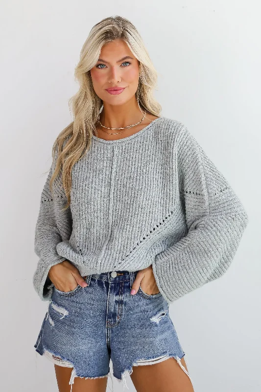 chic women's tops for everyday wearCoveted Essence Light Grey Sweater