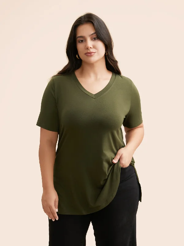 breathable women's tops for summerSupersoft V-Neck Slim-Fit Tee