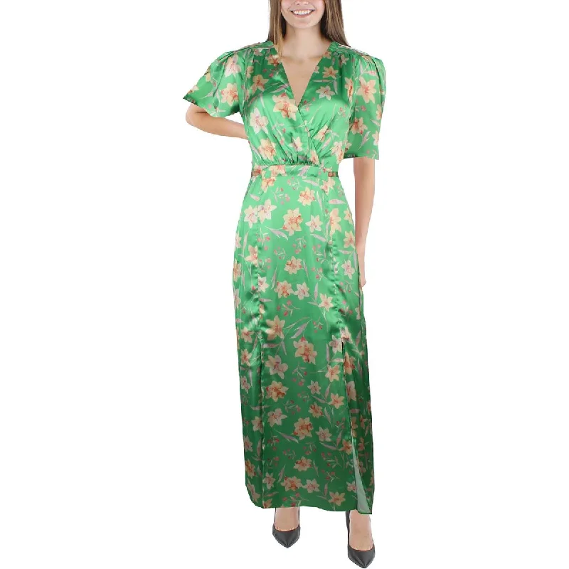 High-Low DressFrench Connection Womens Camille Floral Print Midi Wrap Dress